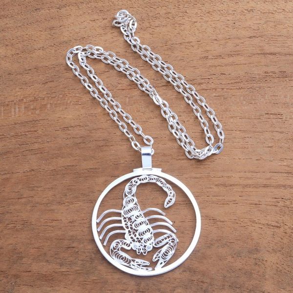 Alternate image for Sterling Silver Filigree Scorpio Necklace from Java Elegant Scorpio