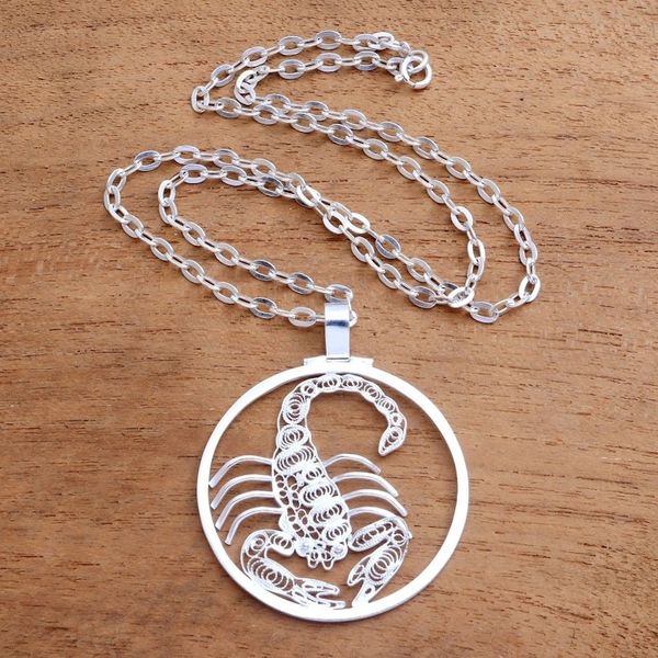 Alternate image for Sterling Silver Filigree Scorpio Necklace from Java Elegant Scorpio