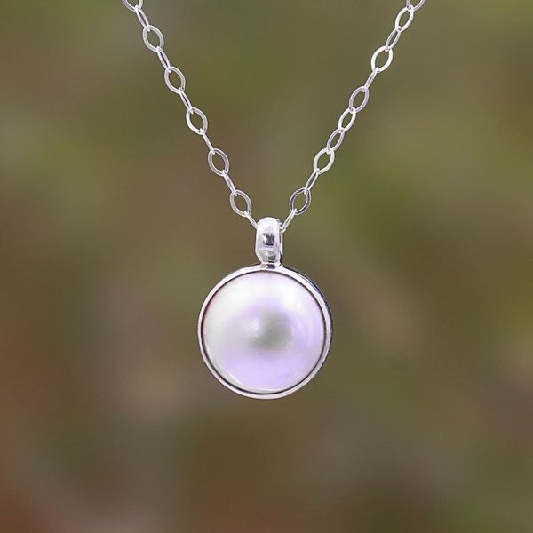 Alternate image for White Cultured Pearl Pendant Necklace from Bali Glowing with Love