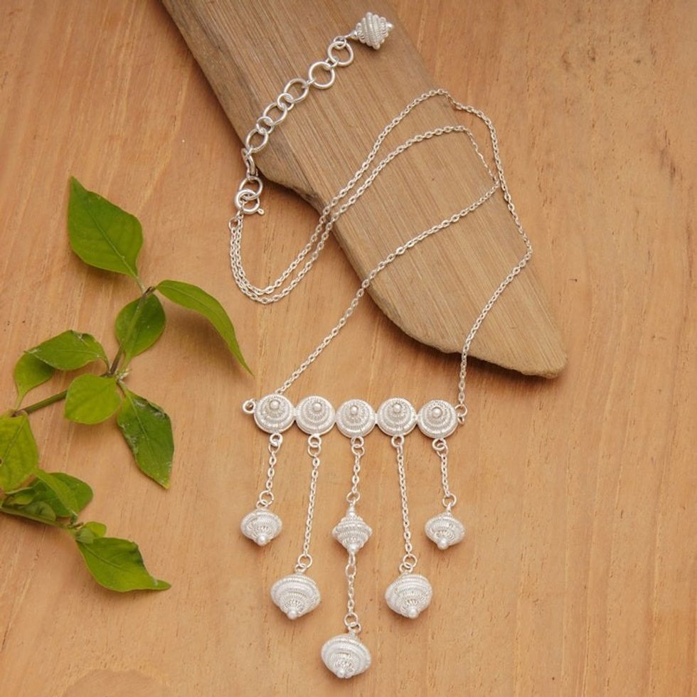 Artisan Crafted Sterling Silver Pendant Necklace from Java 'Sacred Stupa'