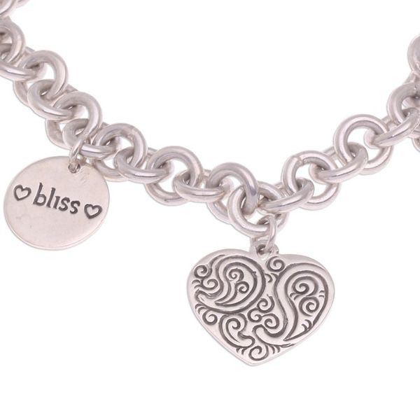 Alternate image for Peace Love and Bliss Sterling Silver Charm Bracelet Love and Bliss