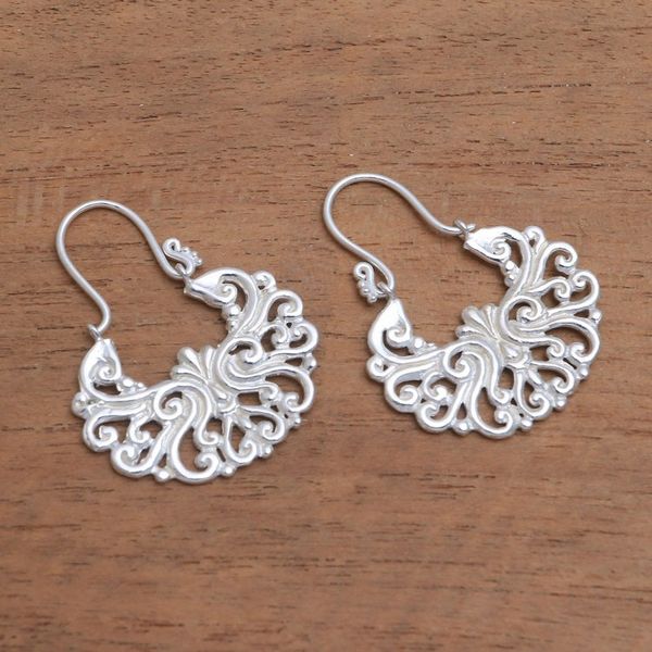 Alternate image for Round Sterling Silver Plated Drop Earrings from Bali Alam Happiness
