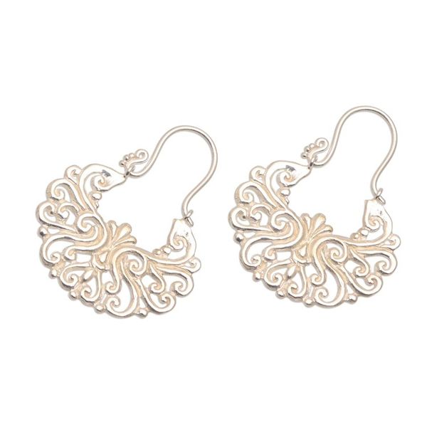 Alternate image for Round Sterling Silver Plated Drop Earrings from Bali Alam Happiness