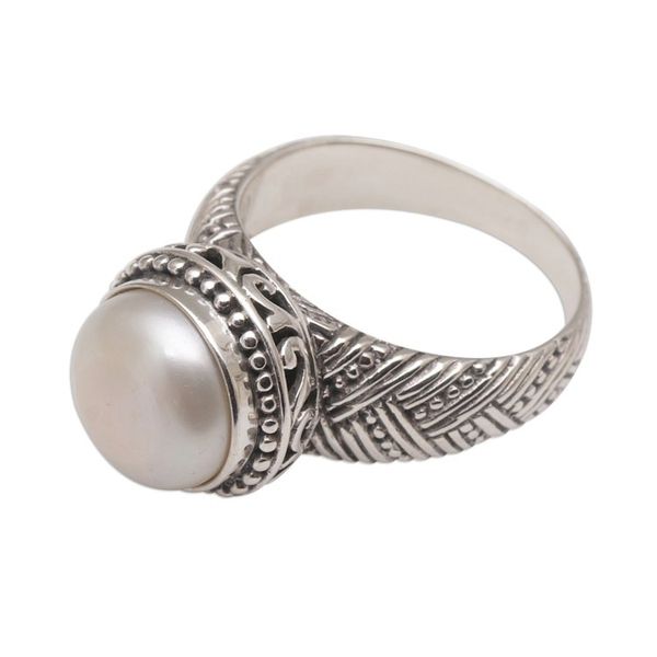 Alternate image for Handmade 925 Sterling Silver Cultured Pearl Cocktail Ring Moonlight Glyph