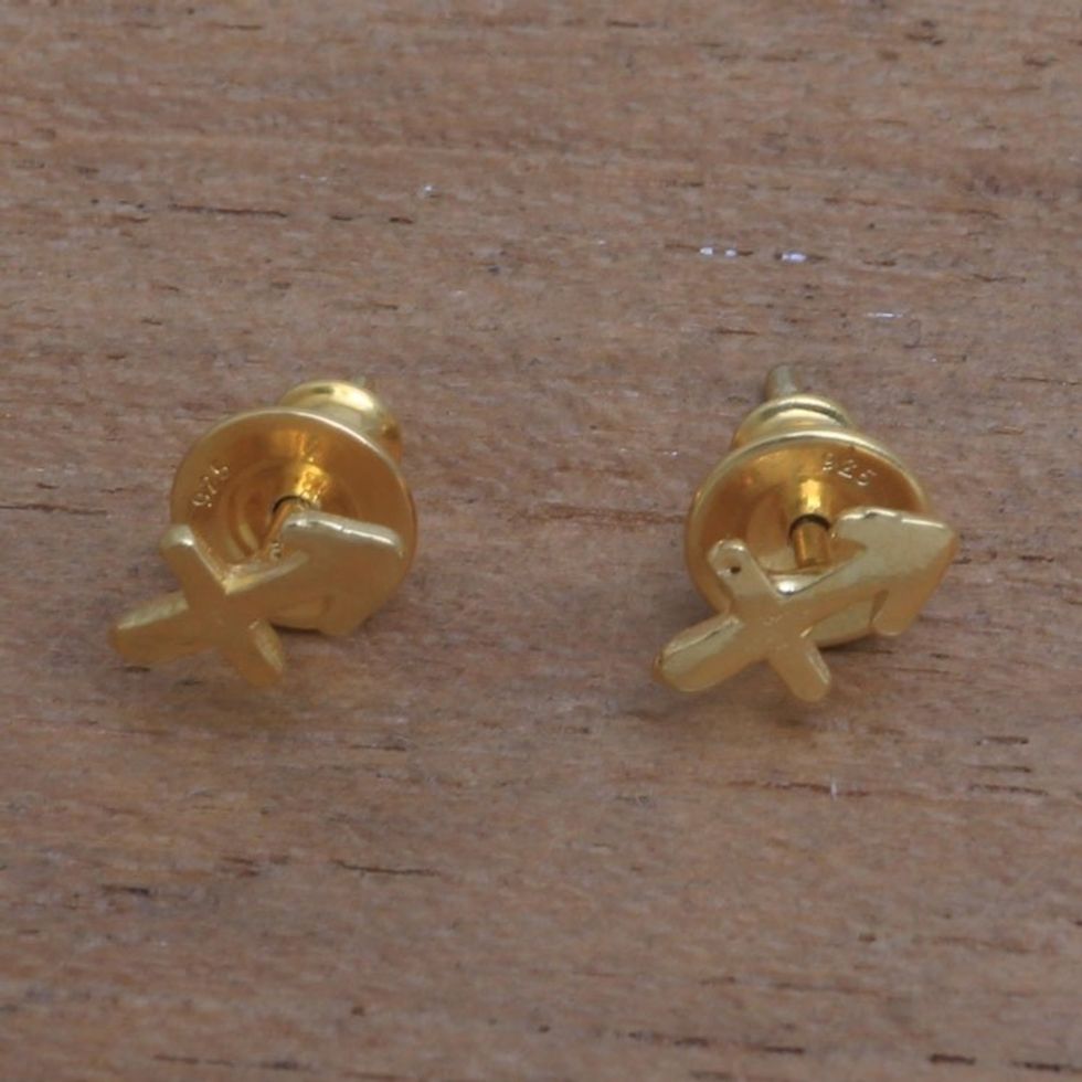 18k Gold Plated Sterling Silver Sagittarius Stud Earrings 'Golden Sagittarius'