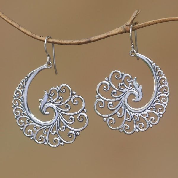 Alternate image for Spiral Motif Sterling Silver Dangle Earrings from Bali Infinite Curls