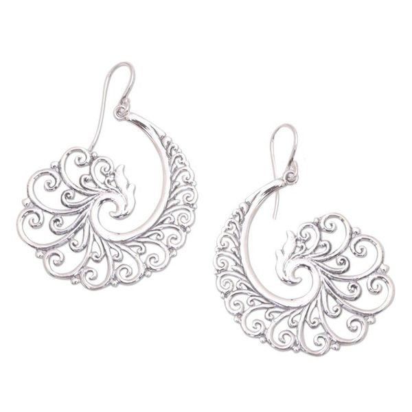 Alternate image for Spiral Motif Sterling Silver Dangle Earrings from Bali Infinite Curls