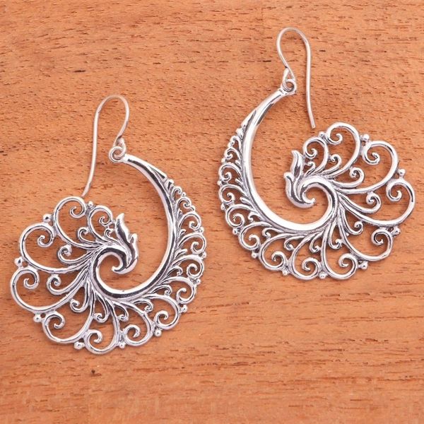 Alternate image for Spiral Motif Sterling Silver Dangle Earrings from Bali Infinite Curls