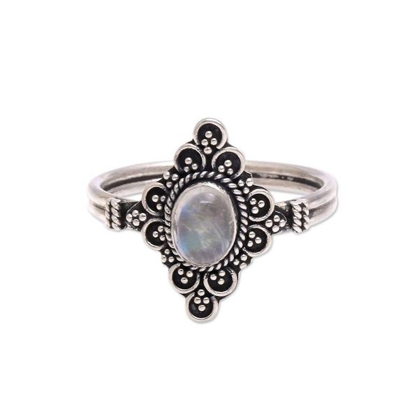 Alternate image for Handcrafted Moonstone Cocktail Ring from Bali Daydream Temple