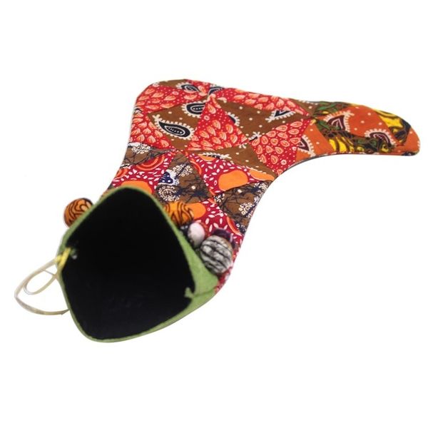 Alternate image for Handmade Batik Christmas Stocking in Cotton and Jute Batik Stocking