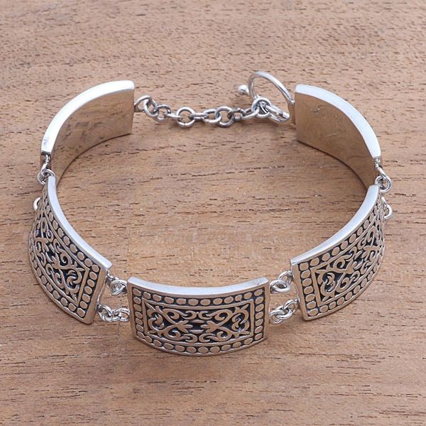 Alternate image for Sterling Silver Link Bracelet Crafted in Java Balinese Wall