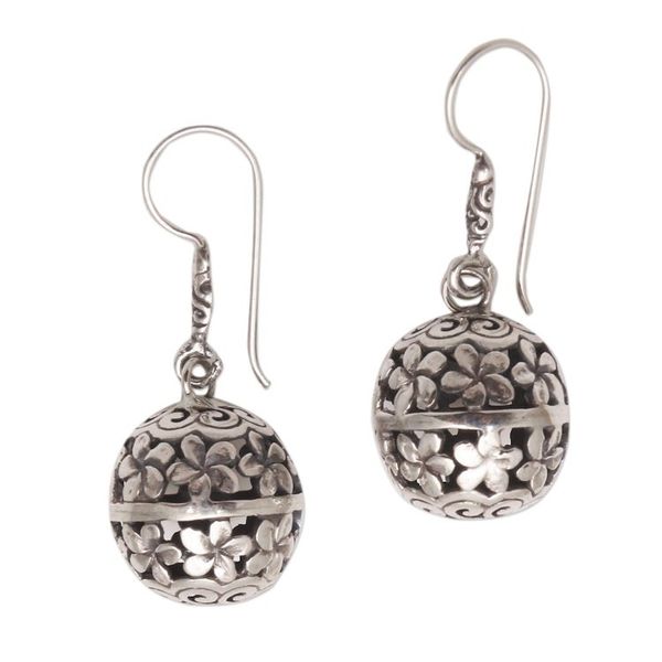 Alternate image for Frangipani Flower Sterling Silver Dangle Earrings from India Frangipani Lanterns