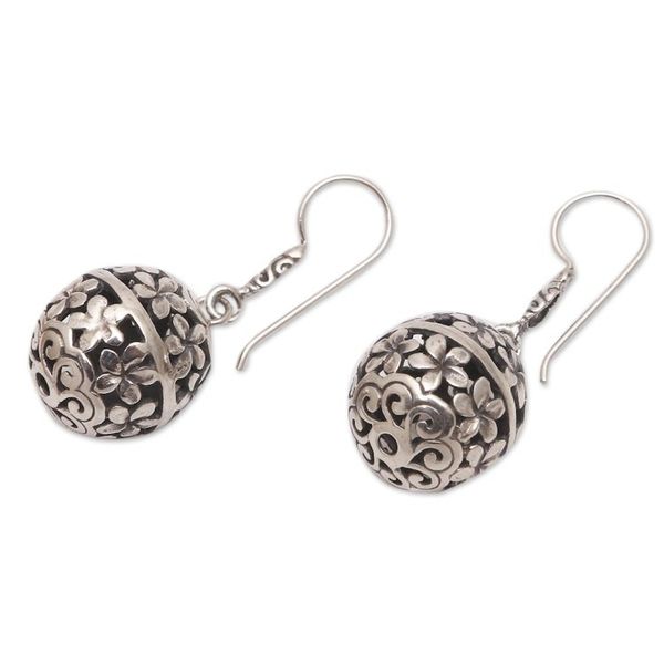 Alternate image for Frangipani Flower Sterling Silver Dangle Earrings from India Frangipani Lanterns