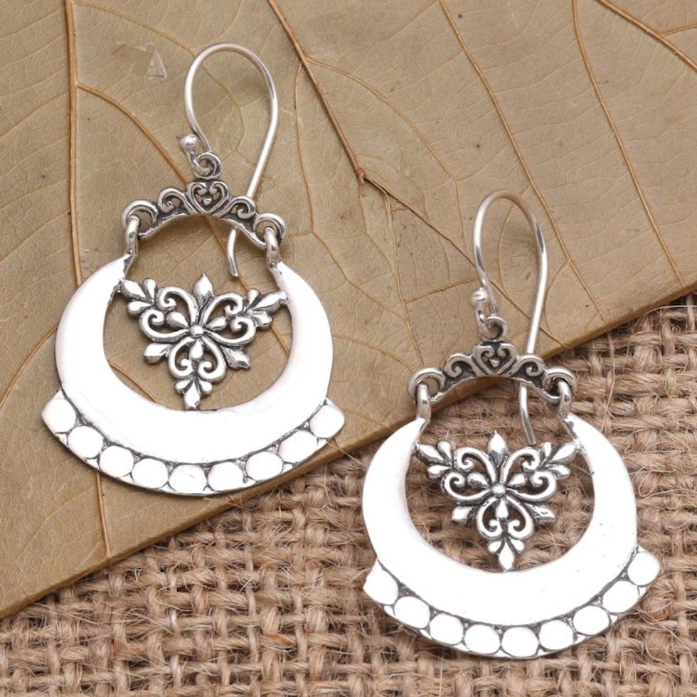 Art Deco Style Sterling Silver Dangle Earrings 'Deco Dots'