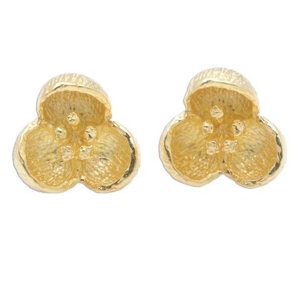 Alternate image for 18k Gold Plated Floral Stud Earrings from Bali Bell Blossom