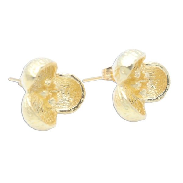 Alternate image for 18k Gold Plated Floral Stud Earrings from Bali Bell Blossom
