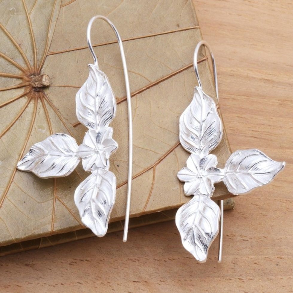Floral Drop Earrings Hand Crafted in Sterling Silver 'Spring Tribute'