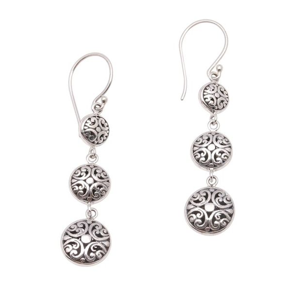 Alternate image for Sterling Silver Bauble Dangle Earrings Crafted in Bali Delightful Baubles