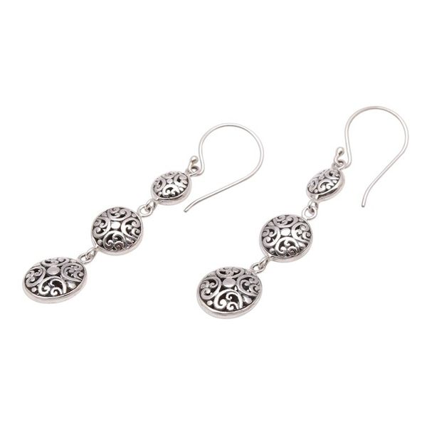 Alternate image for Sterling Silver Bauble Dangle Earrings Crafted in Bali Delightful Baubles