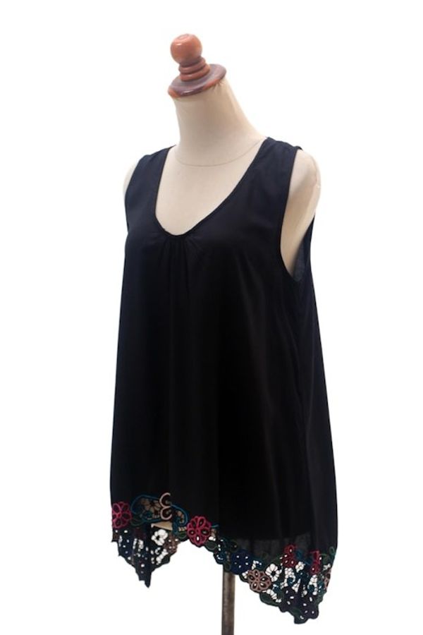 Alternate image for Floral Embroidered Rayon Blouse in Black from Bali Flower Colors in Black