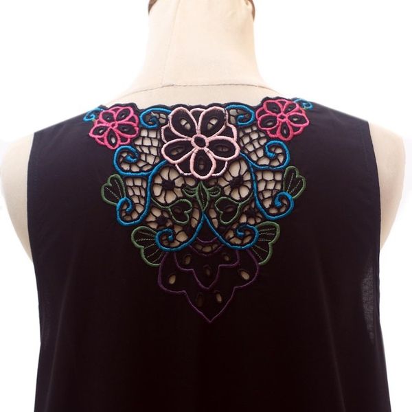 Alternate image for Floral Embroidered Rayon Blouse in Black from Bali Flower Colors in Black