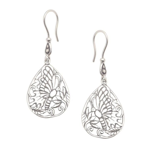 Alternate image for Handmade Silver Butterfly Dangle Earrings Butterfly Breeze