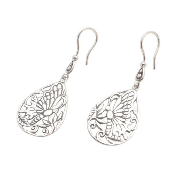 Alternate image for Handmade Silver Butterfly Dangle Earrings Butterfly Breeze