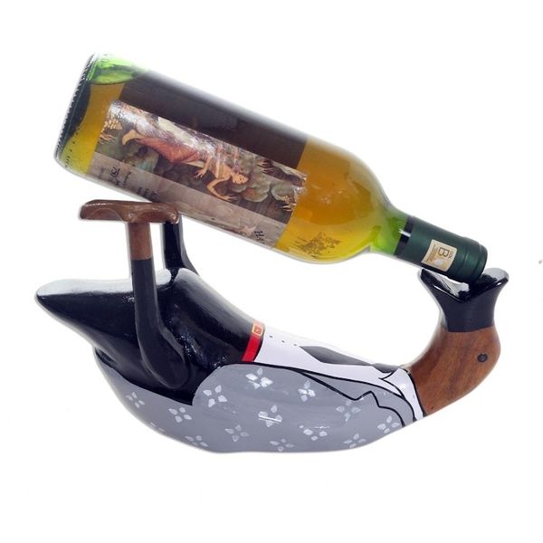 Alternate image for Charming and Dapper Duck Wood Bottle Holder Gentlemans Choice
