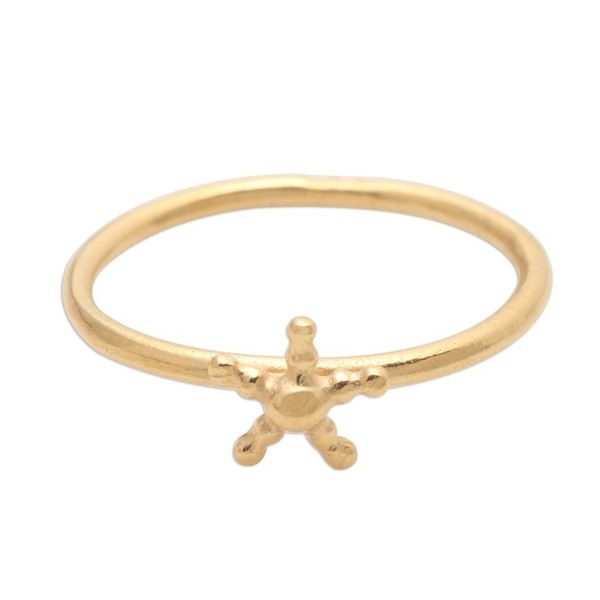 Alternate image for Beaded Gold Plated Star Ring from Bali Shiny Star