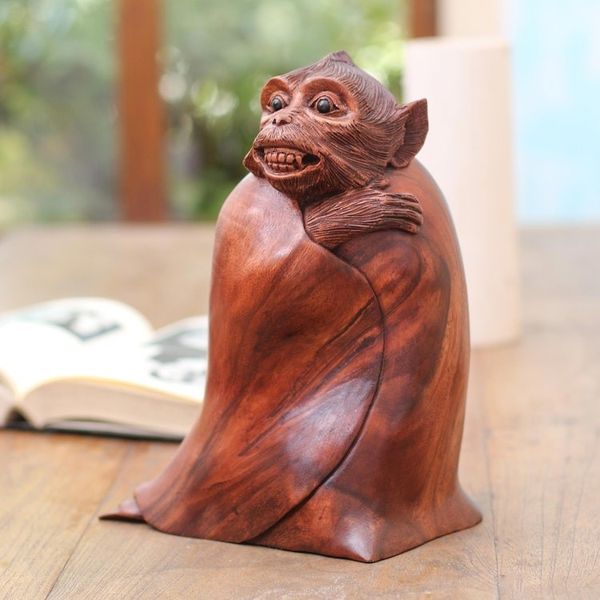Alternate image for Unique Wood Monkey Sculpture from Bali Artisan Cold Monkey