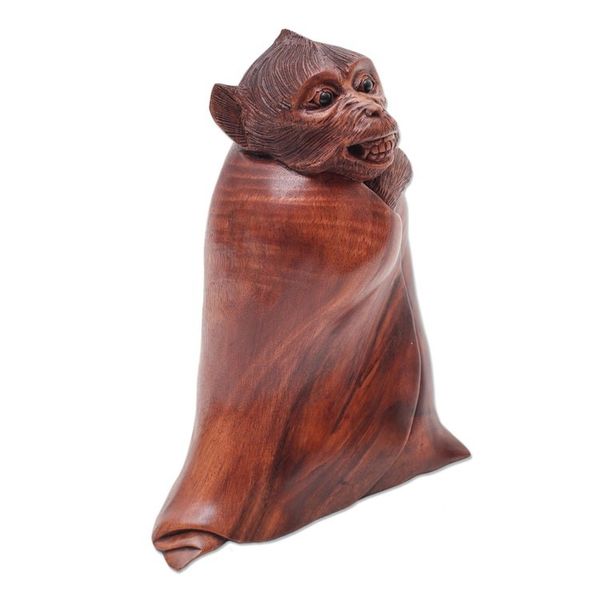 Alternate image for Unique Wood Monkey Sculpture from Bali Artisan Cold Monkey