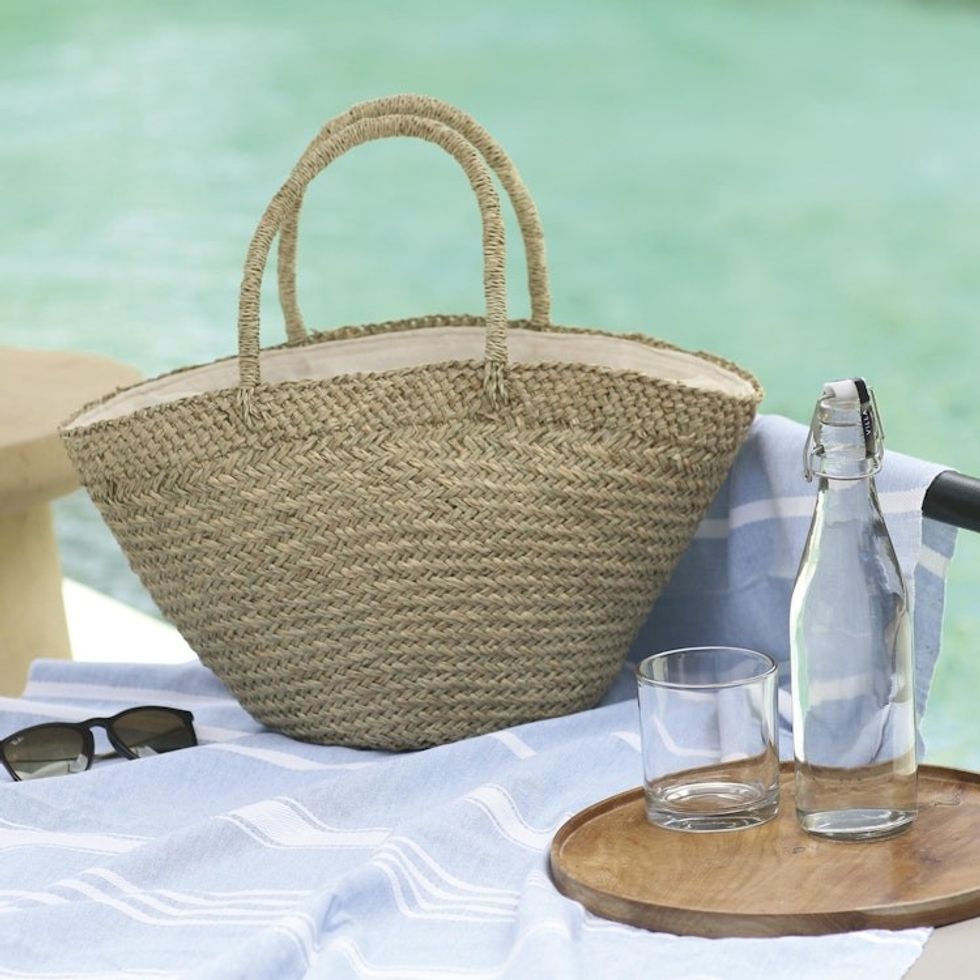 Handmade Natural Fiber Tote Handbag from Bali 'Natural Style'