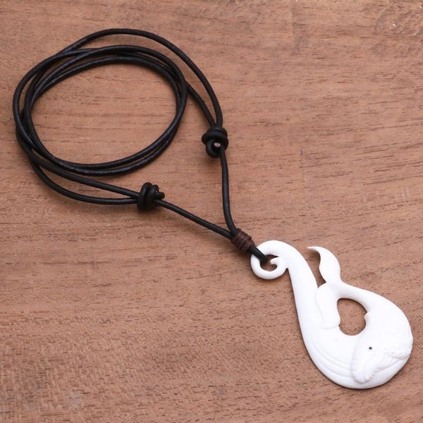 Alternate image for Whale Pendant Necklace Crafted in Bali Gray Whale