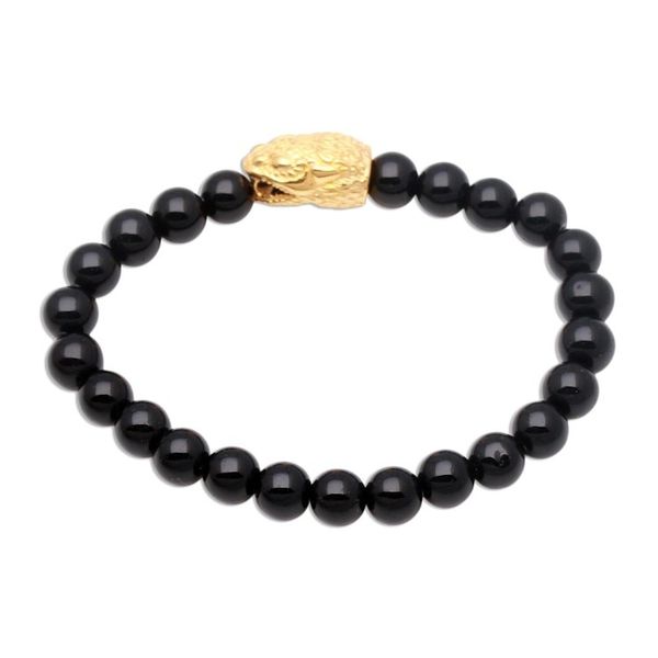 Alternate image for Gold Accented Snake-Themed Onyx Beaded Stretch Bracelet Fierce Snake
