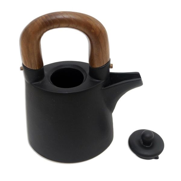 Alternate image for Matte Black Ceramic Tea Set for Two 5 Pcs Midnight Cup