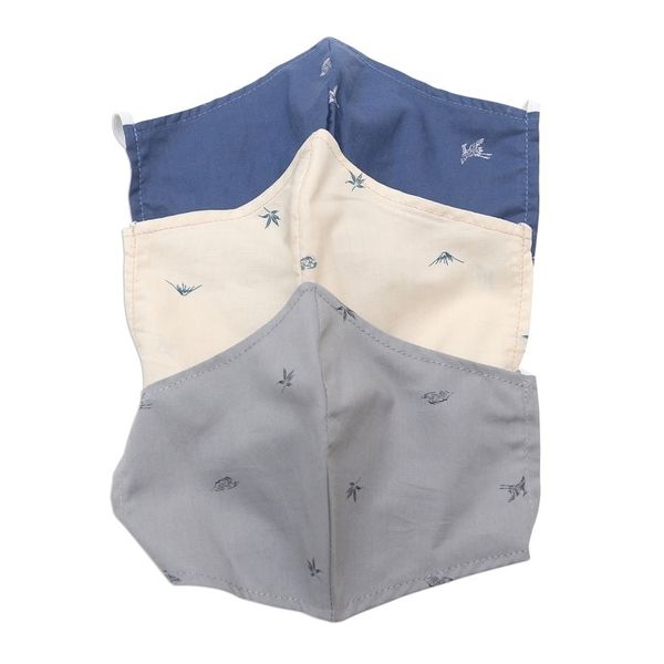 Alternate image for 3 Contoured Small Print Double Cotton Face Masks Discretion
