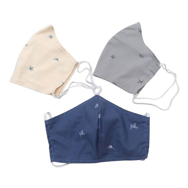 Alternate image for 3 Contoured Small Print Double Cotton Face Masks Discretion
