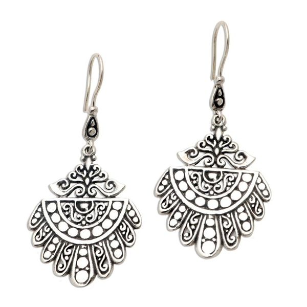 Alternate image for Ornate Sterling Silver Dangle Earrings Pretty Jamang