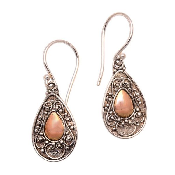 Alternate image for Handmade Gold-Accented Sterling Silver Dangle Earrings Teardrops of Beauty