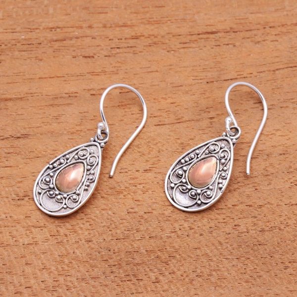 Alternate image for Handmade Gold-Accented Sterling Silver Dangle Earrings Teardrops of Beauty