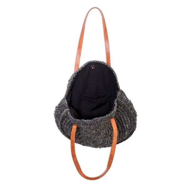 Alternate image for Hand Made Agel Grass and Leather Shoulder Bag Agel Wheel