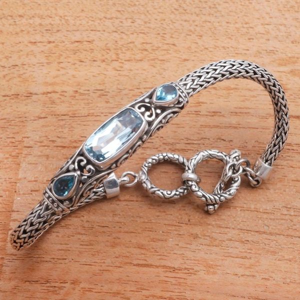 Alternate image for Faceted Blue Topaz Pendant Bracelet from Bali Splendid Bali