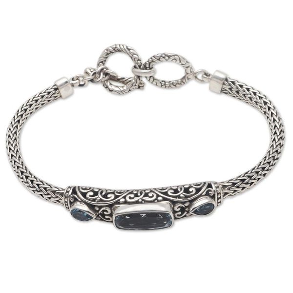Alternate image for Faceted Blue Topaz Pendant Bracelet from Bali Splendid Bali