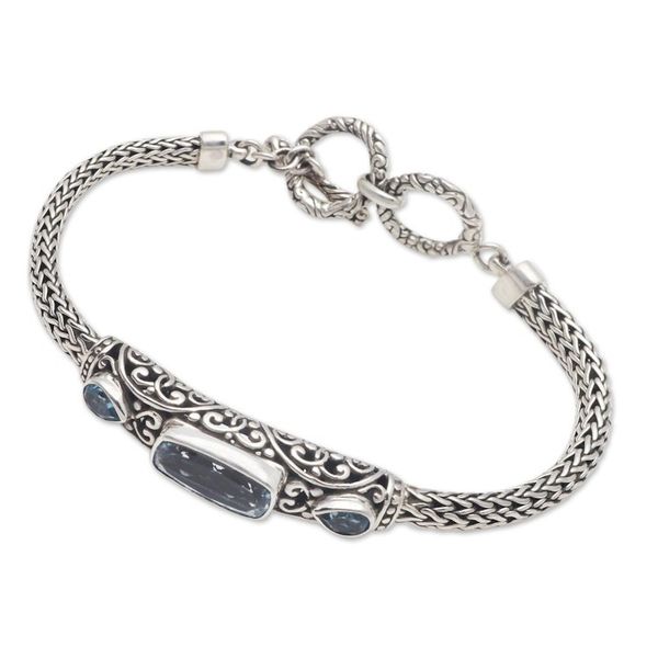 Alternate image for Faceted Blue Topaz Pendant Bracelet from Bali Splendid Bali
