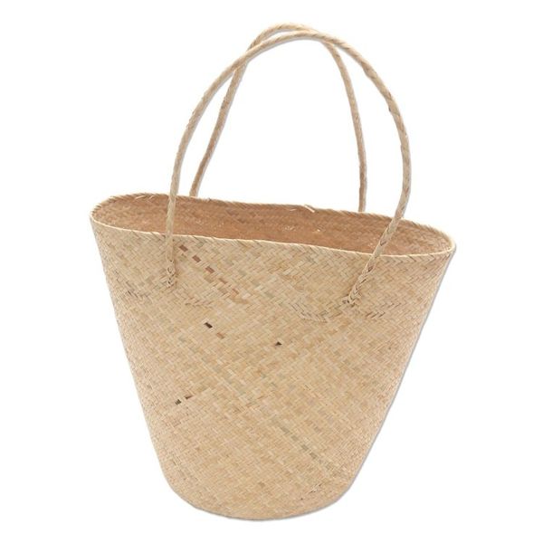 Alternate image for Handwoven Natural Cream Rattan Open Top Tote Natural Cream