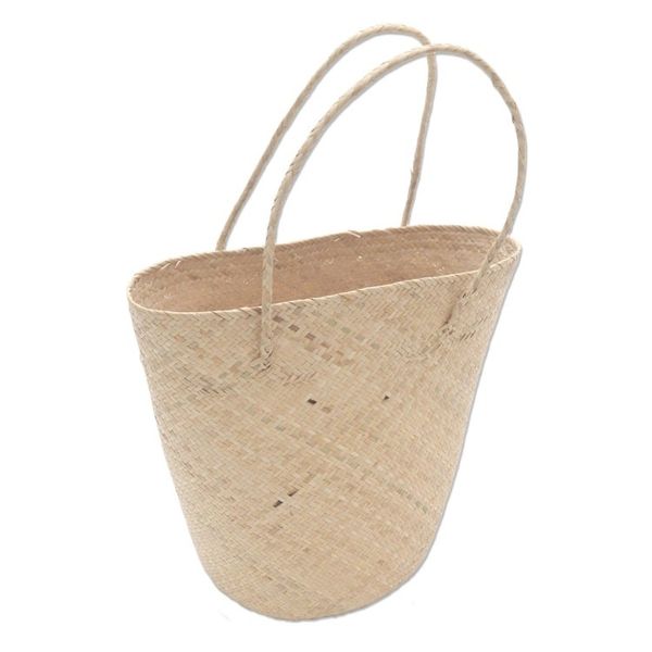 Alternate image for Handwoven Natural Cream Rattan Open Top Tote Natural Cream