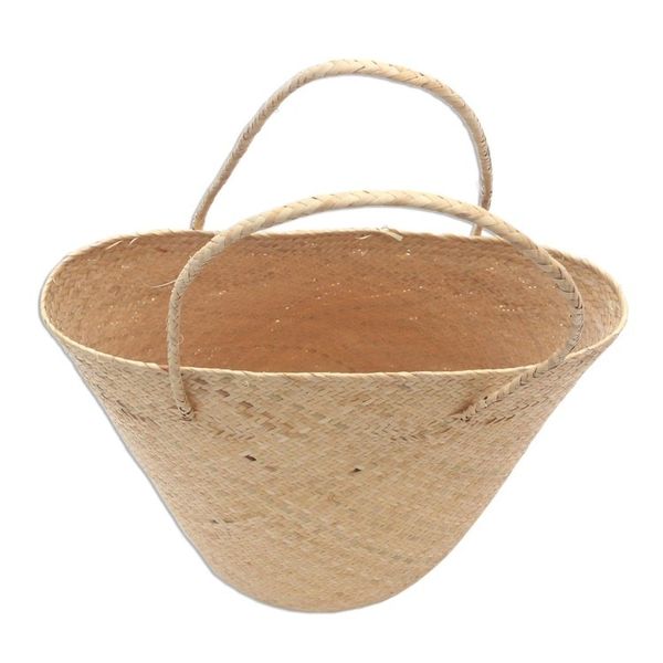 Alternate image for Handwoven Natural Cream Rattan Open Top Tote Natural Cream