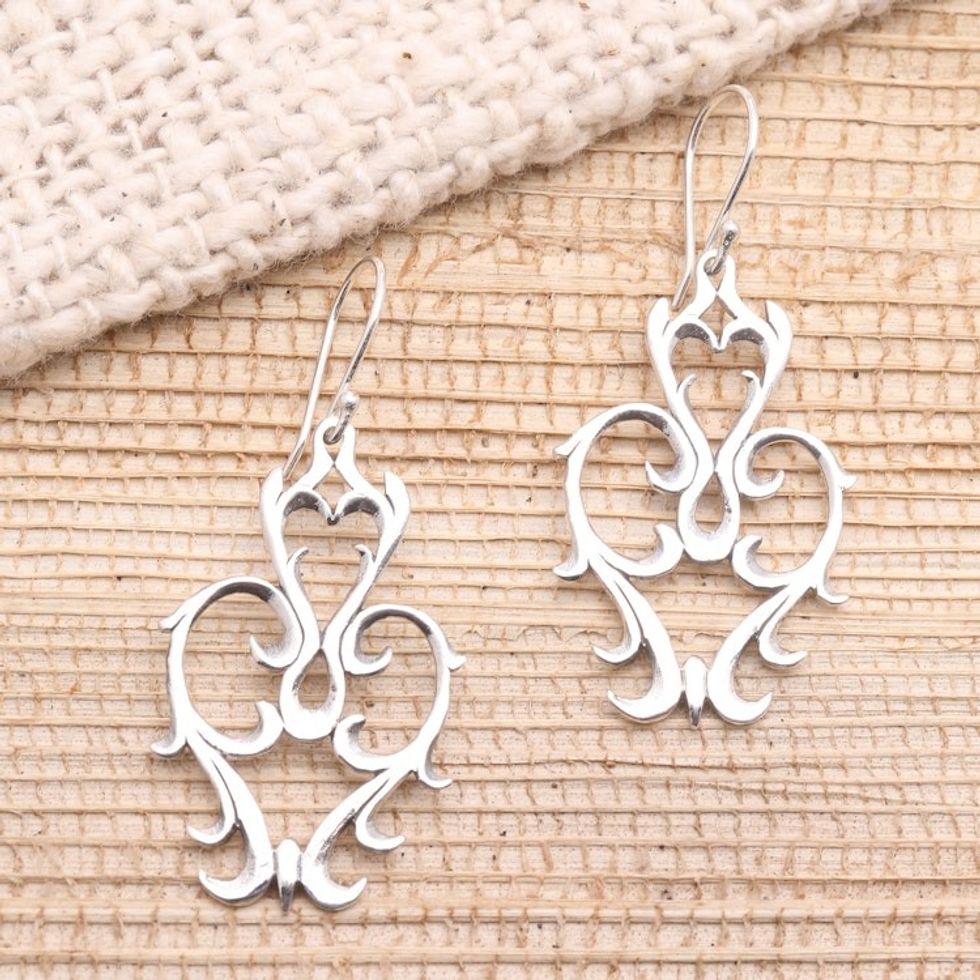 Baroque Style Sterling Silver Earrings from Bali 'Baroque Fantasy'