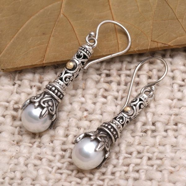 Alternate image for Gold Accented Cultured Pearl Dangle Earrings Royal Scepter