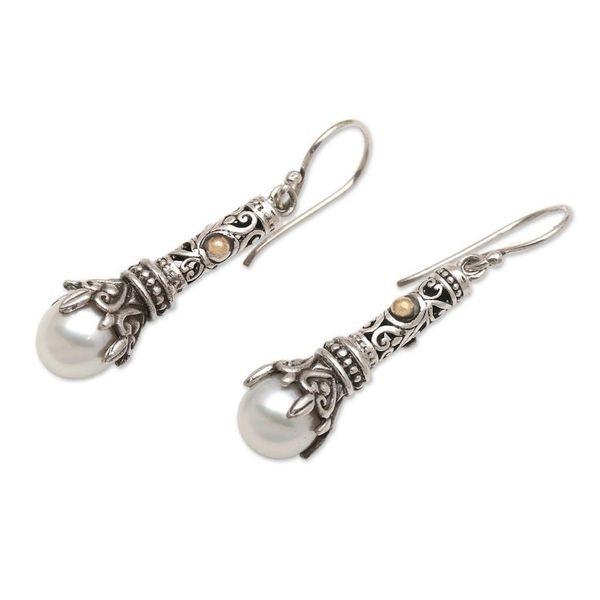 Alternate image for Gold Accented Cultured Pearl Dangle Earrings Royal Scepter
